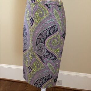 J. Crew Paisley Pencil Skirt - Purple and Green